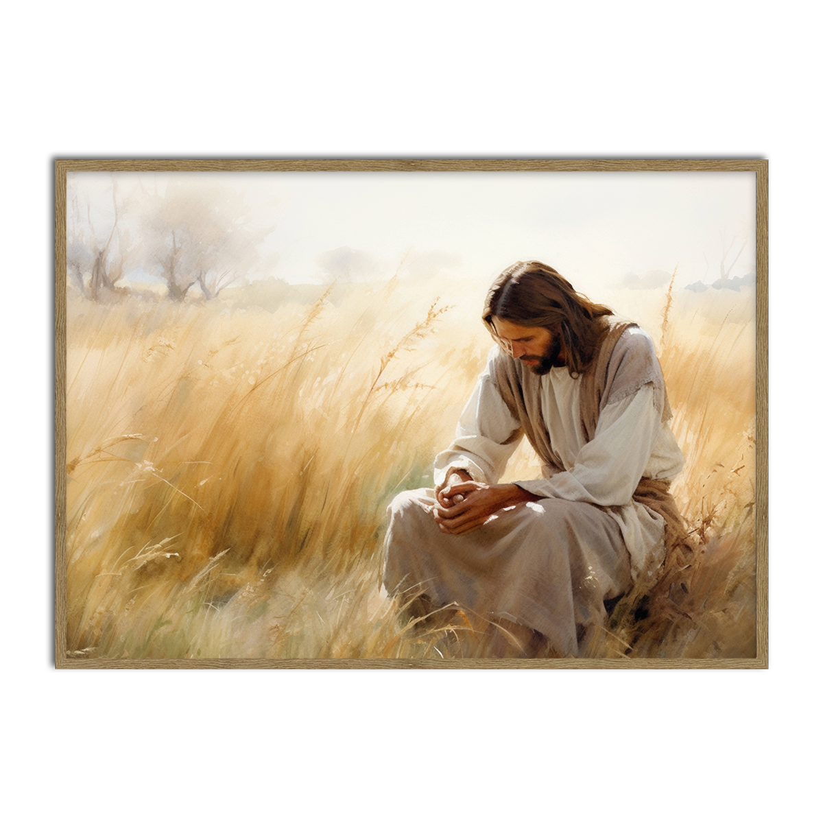 Silent Faith – HD Metal Christian Wall Art of Jesus in Prayer