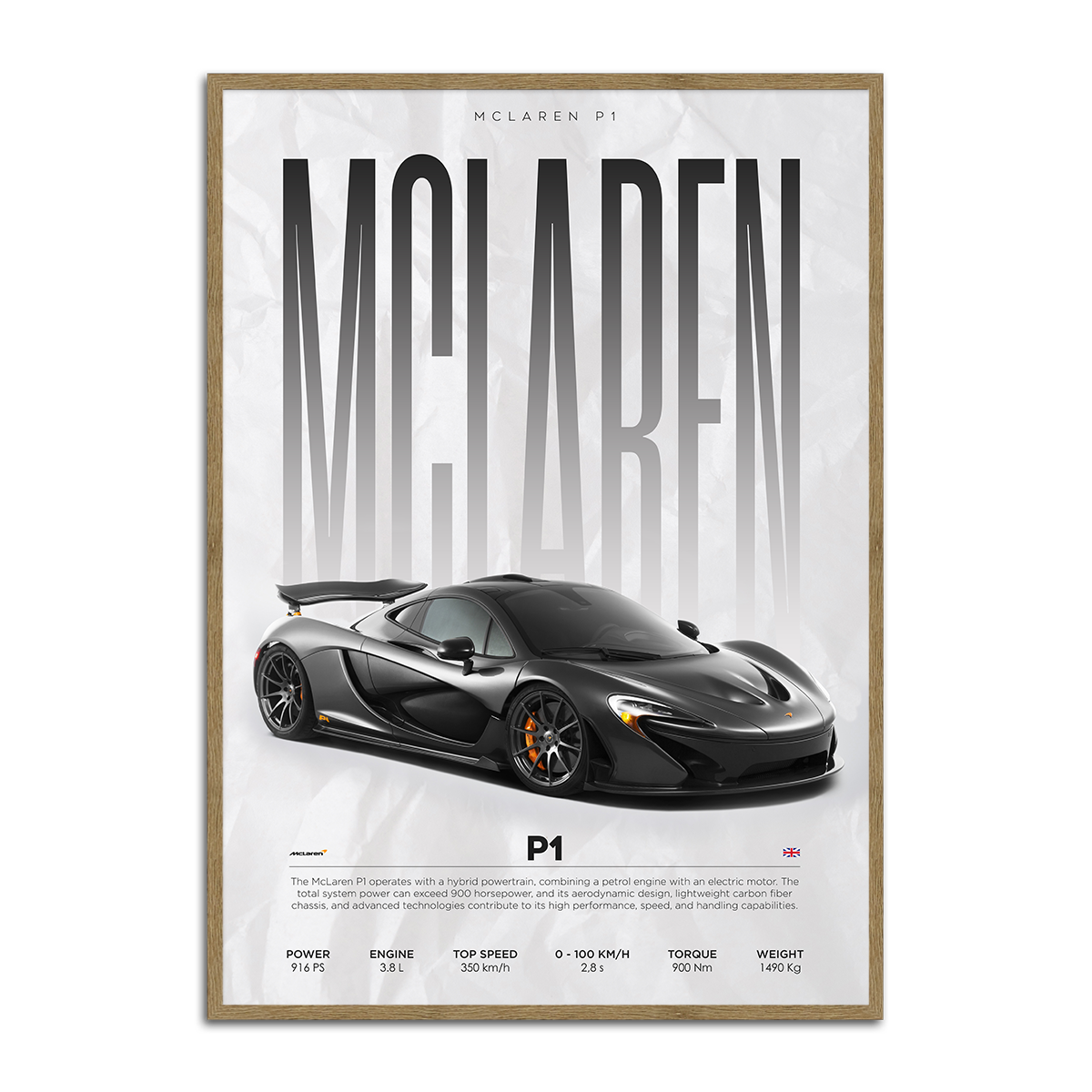 McLaren P1 Supercar Metal Wall Art