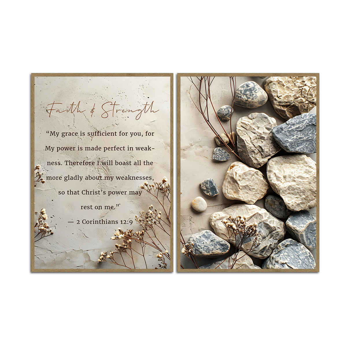 Grace in Weakness – 2 Corinthians 12:9 - 2 Panel Metal Wall Art