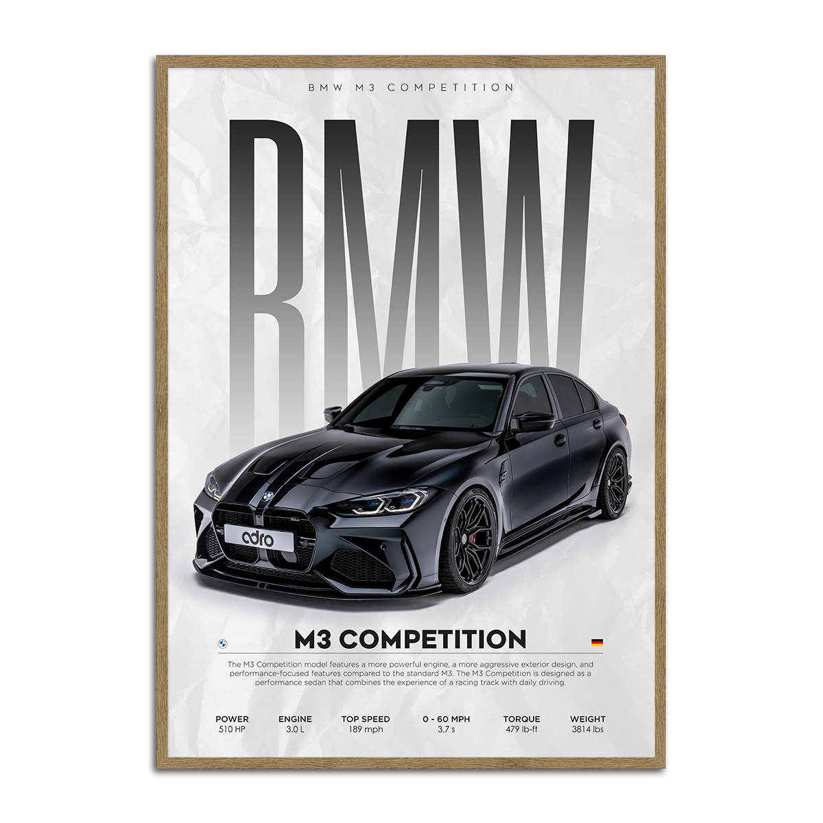 BMW M3 Competition Supercar Mental Wall Art