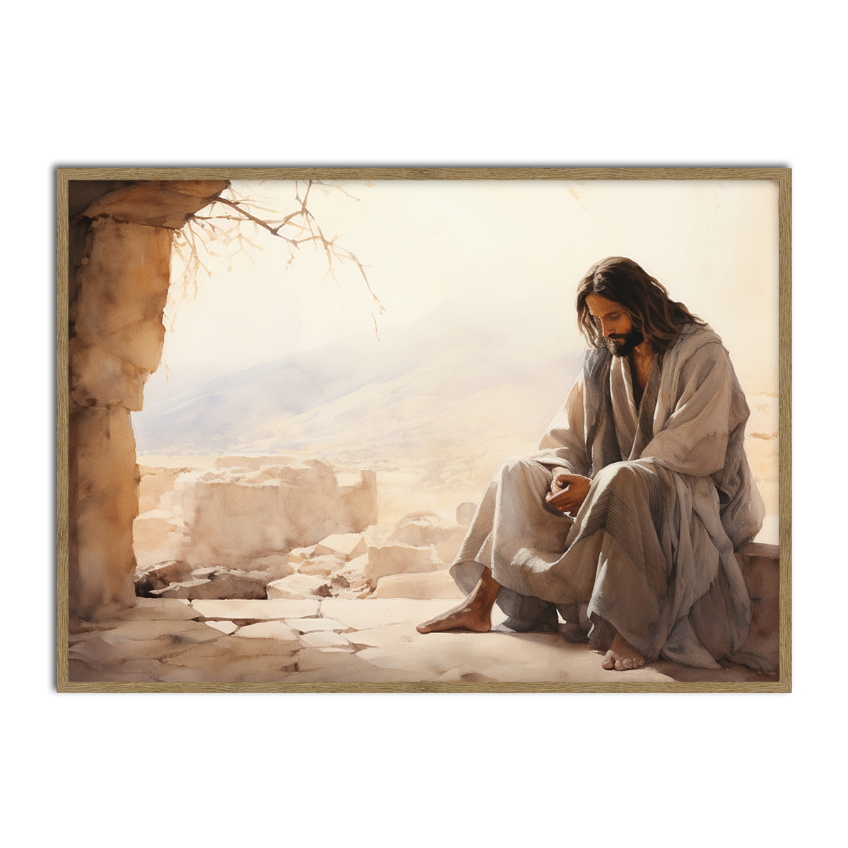 In His Solitude – Reflective Jesus HD Metal Wall Art