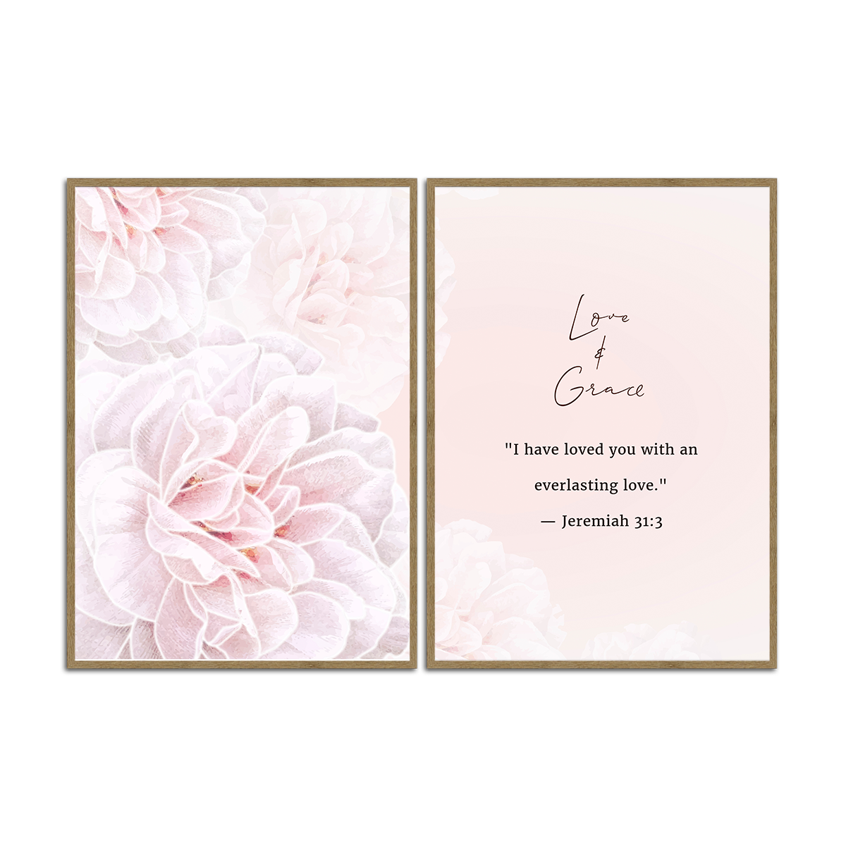 Love & Grace – Jeremiah 31:3 - 2 Panel Metal Wall Art