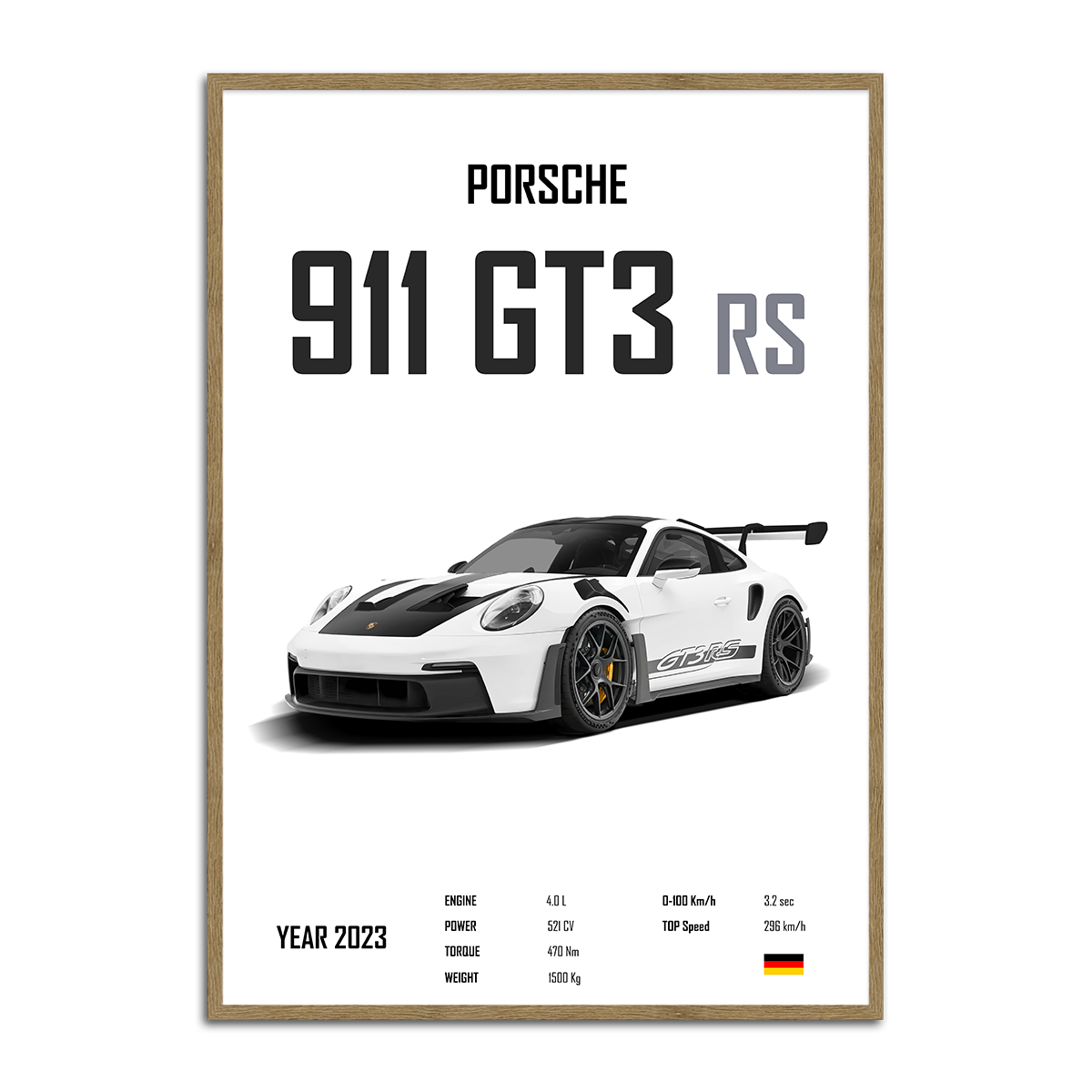 Precision and Power: Porsche 911 GT3 RS Metal Wall Art