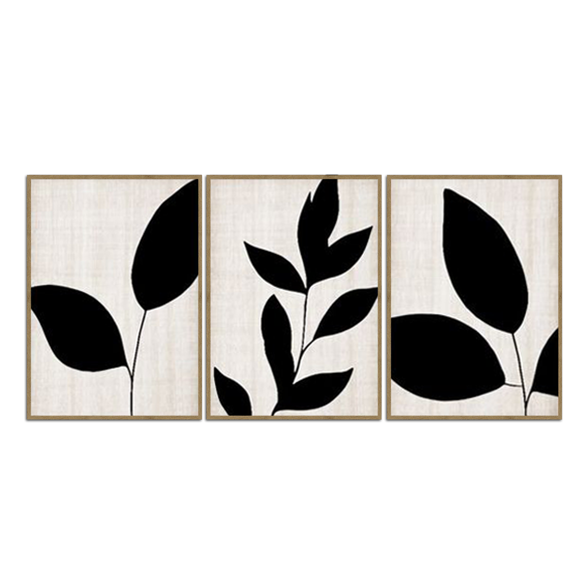 "Monochrome Serenity" – 3-Panel Abstract Floral Metal Wall Art