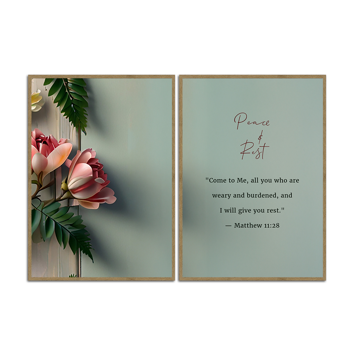 Peace & Rest – Matthew 11:28 - 2 Panel Metal Wall Art