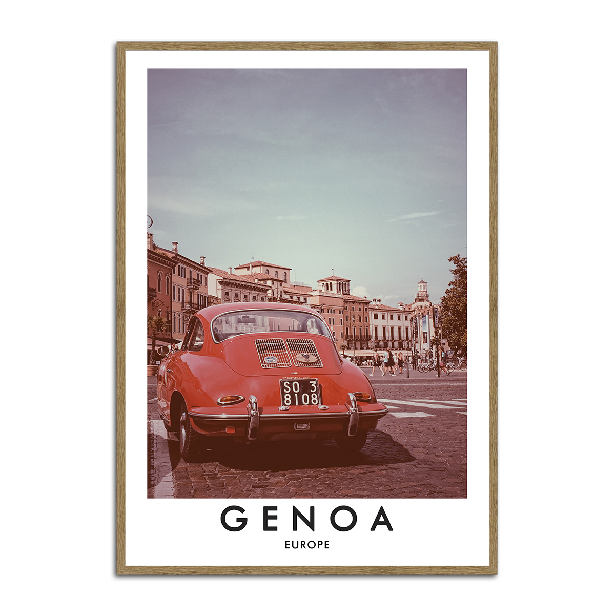 Genoa Italy Wall Art – Vintage Red Car HD Metal Print