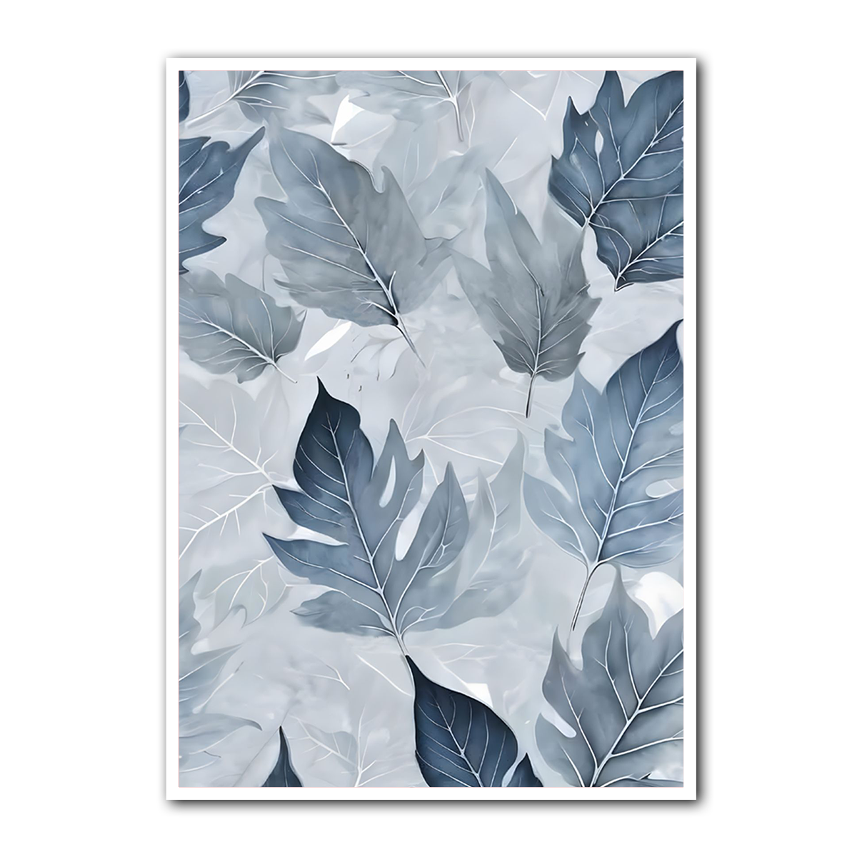 Frosted Leaf Harmony – Nature Metal Wall Art