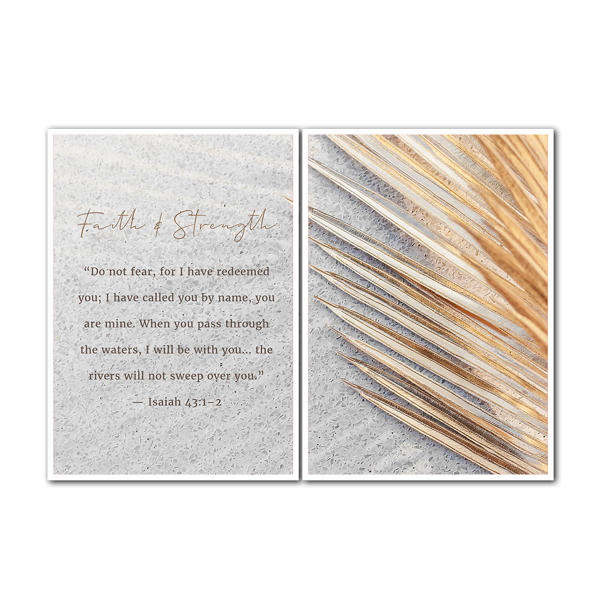 Isaiah 43:1-2 – Faith & Strength Christian Quote- 2 Panel Metal Wall Art