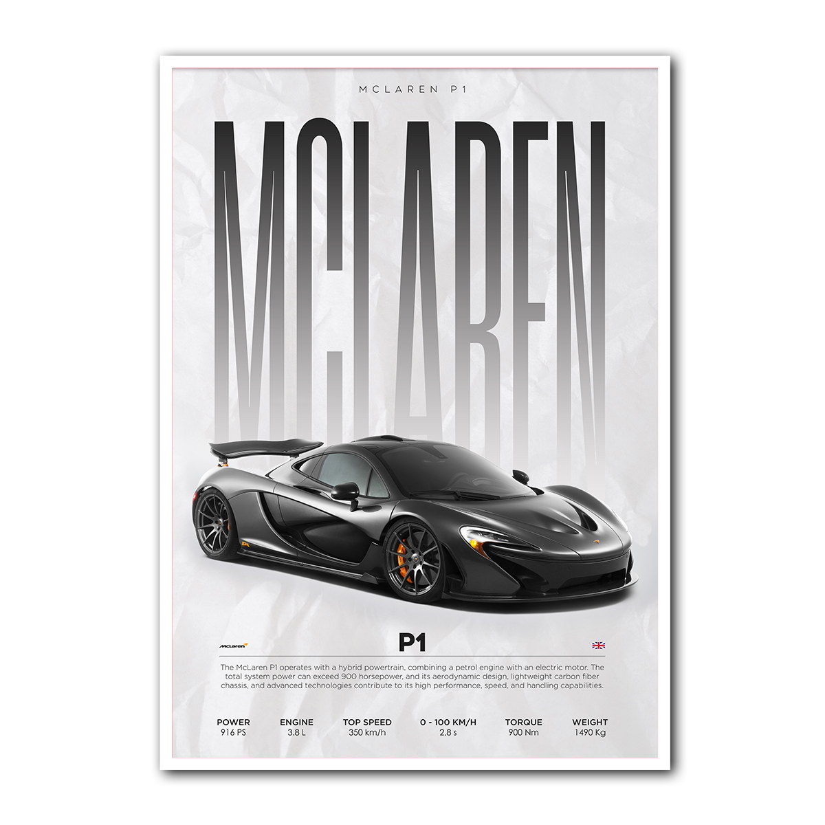 McLaren P1 Supercar Metal Wall Art