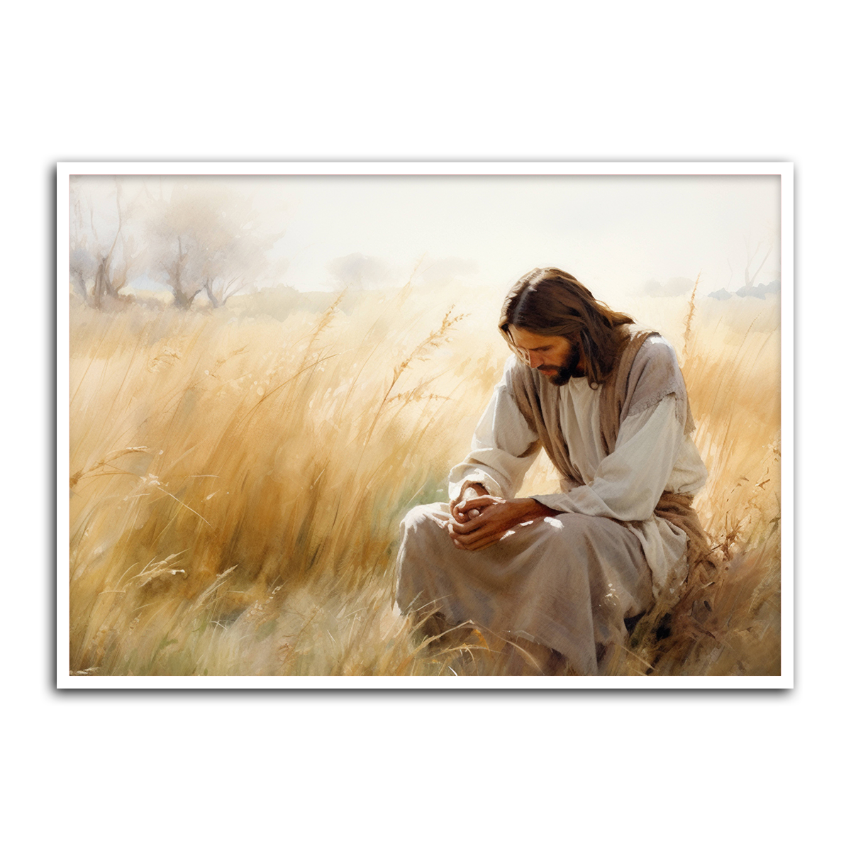 Silent Faith – HD Metal Christian Wall Art of Jesus in Prayer