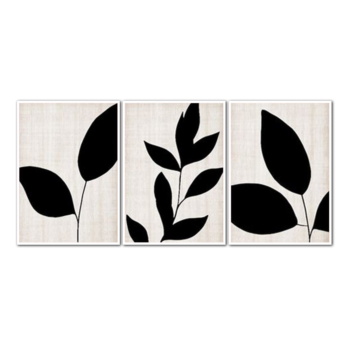 "Monochrome Serenity" – 3-Panel Abstract Floral Metal Wall Art