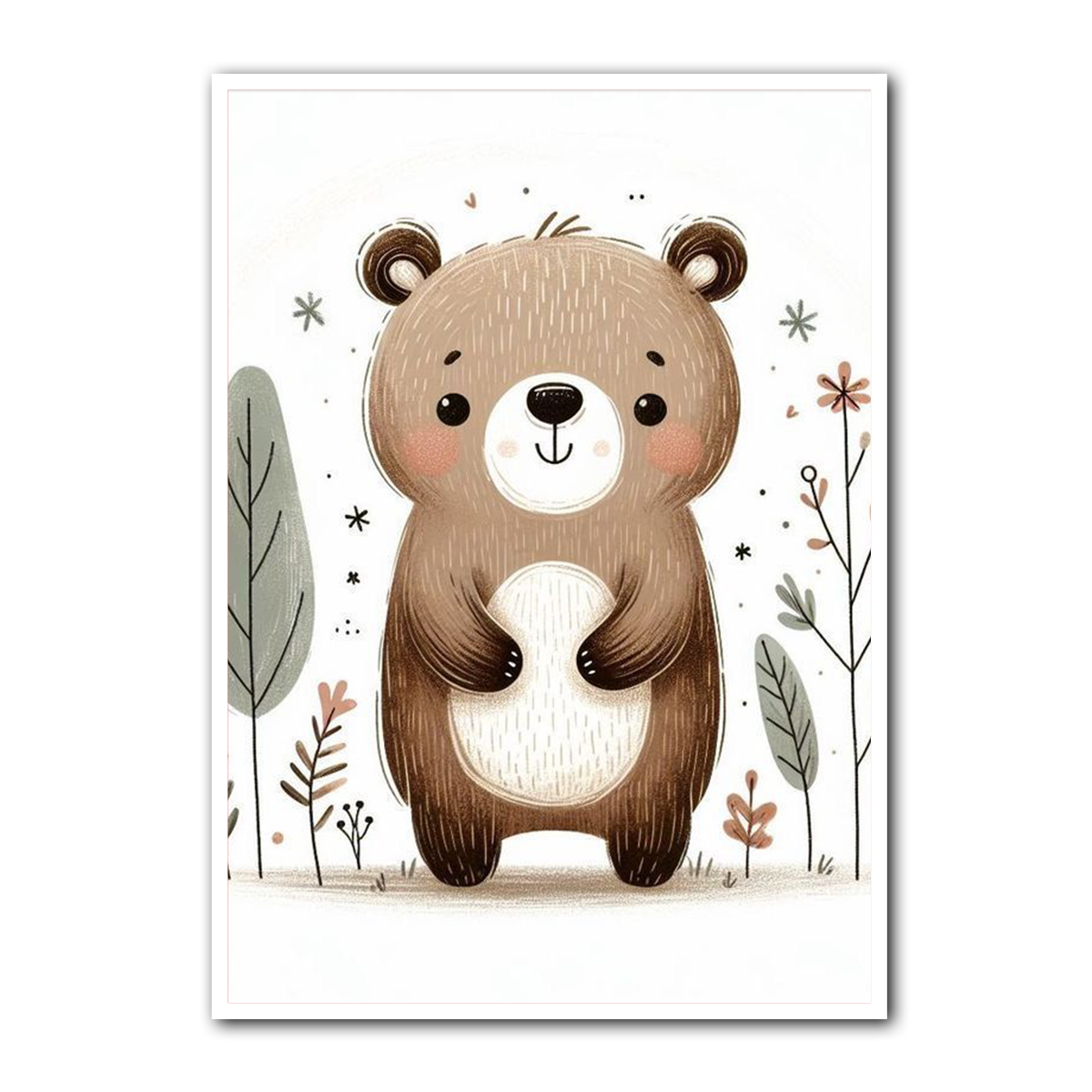 Cute Baby Bear Nursery Metal Wall Art