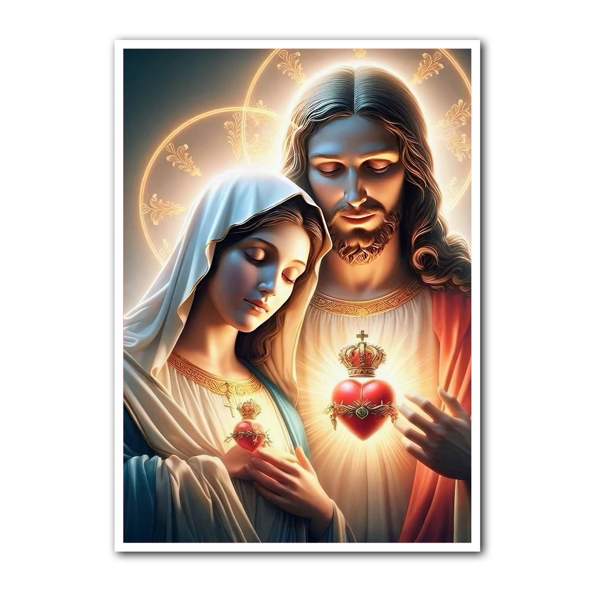 Sacred Hearts of Jesus and Mary – HD Metal Christian Metal Wall Art