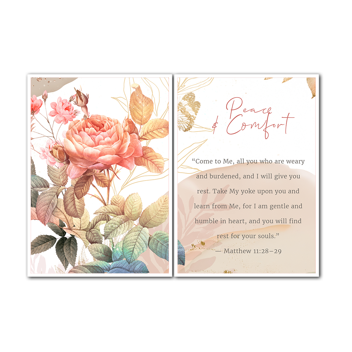 “Peace & Comfort” – Floral - 2 Panel Metal Wall Art