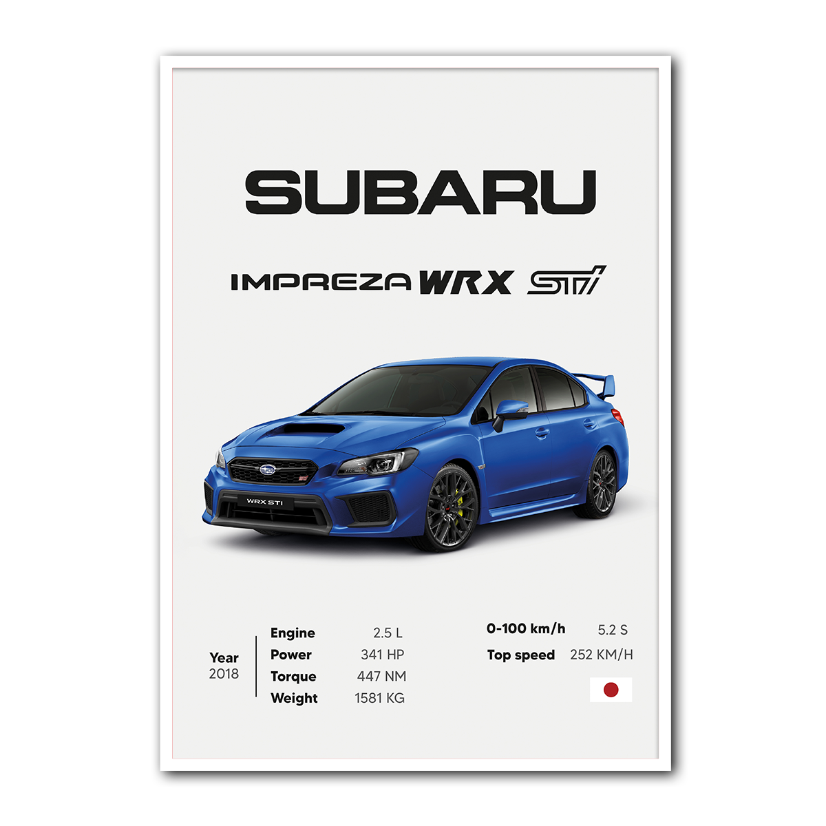 Subaru WRX STI Metal Wall Art