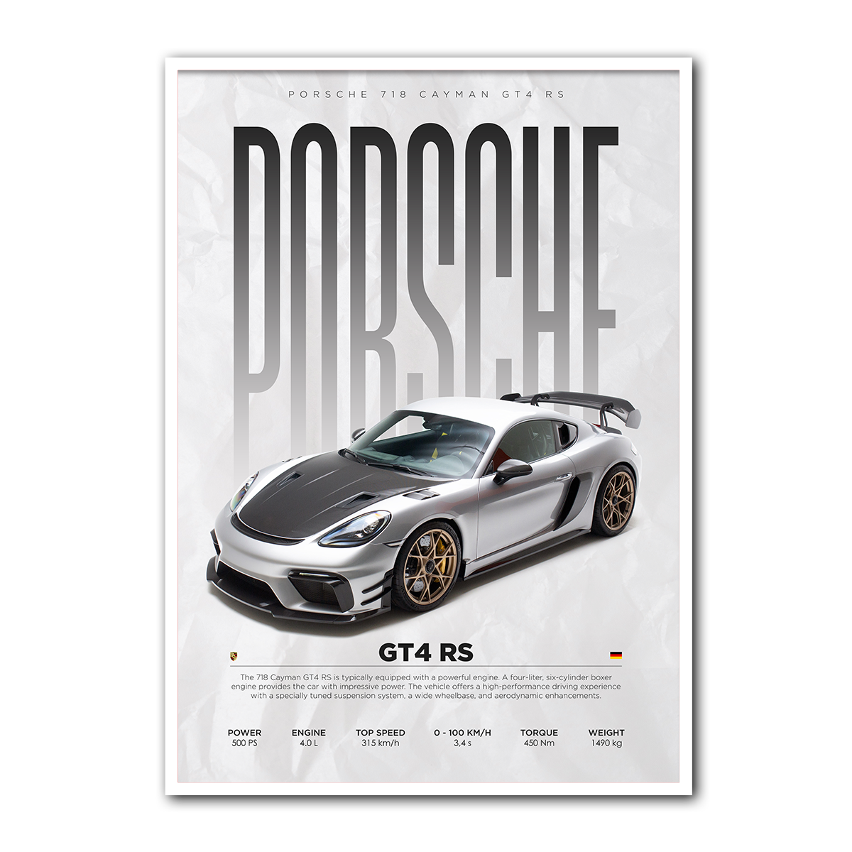Porsche GT4 RS Metal Wall Art