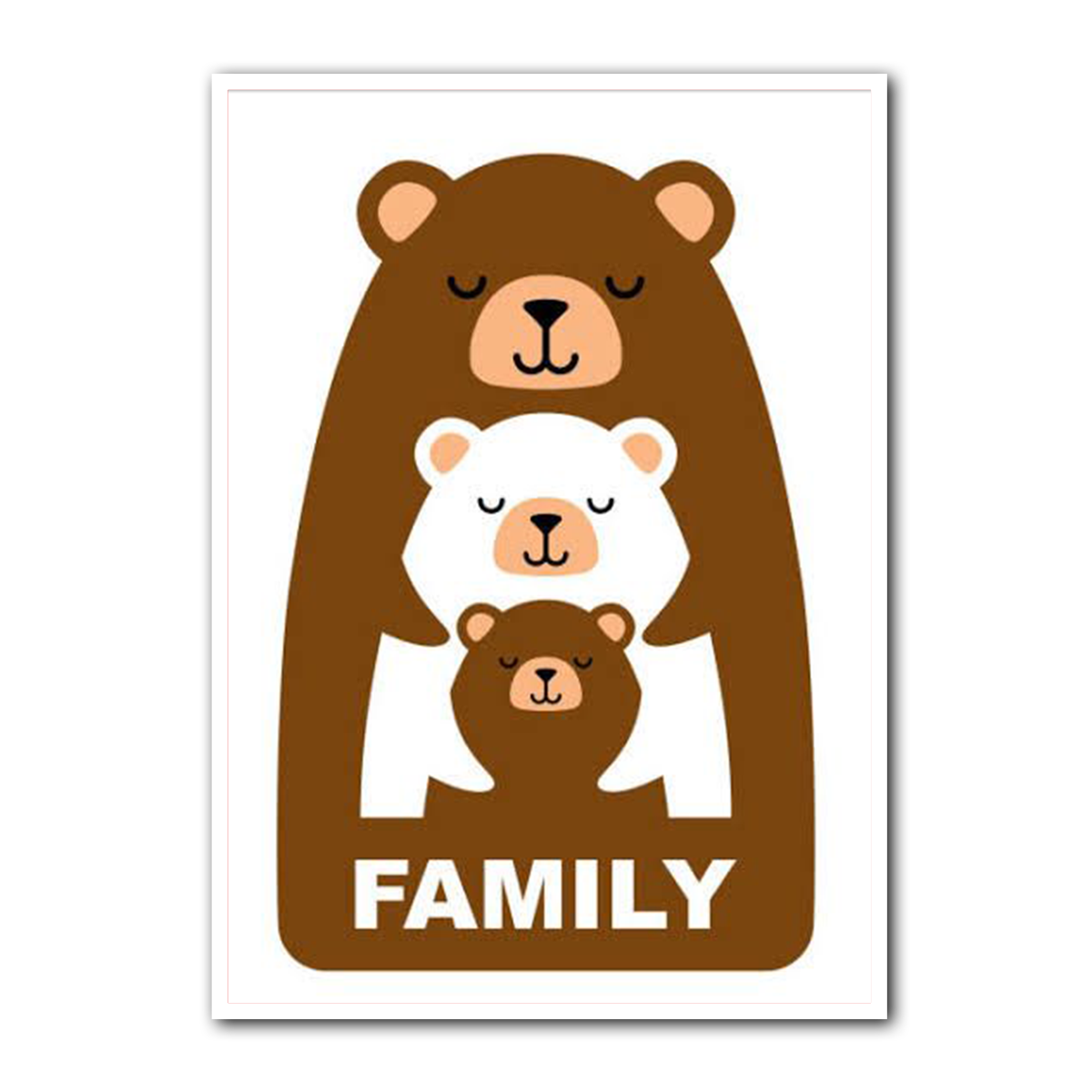 “Bear Family Love” Kids Metal Wall Art
