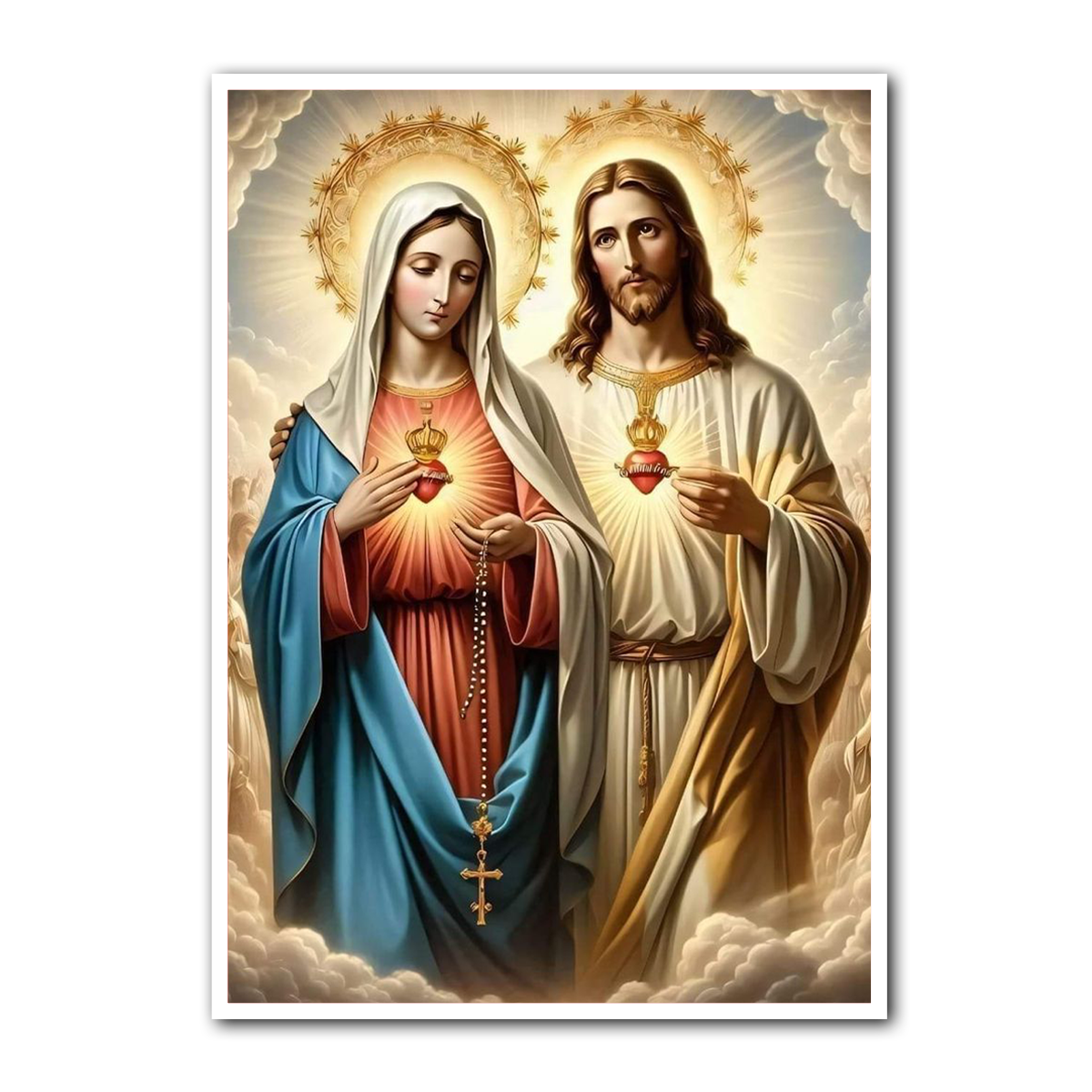 Sacred Hearts of Jesus and Mary – Divine Love HD Metal Wall Art