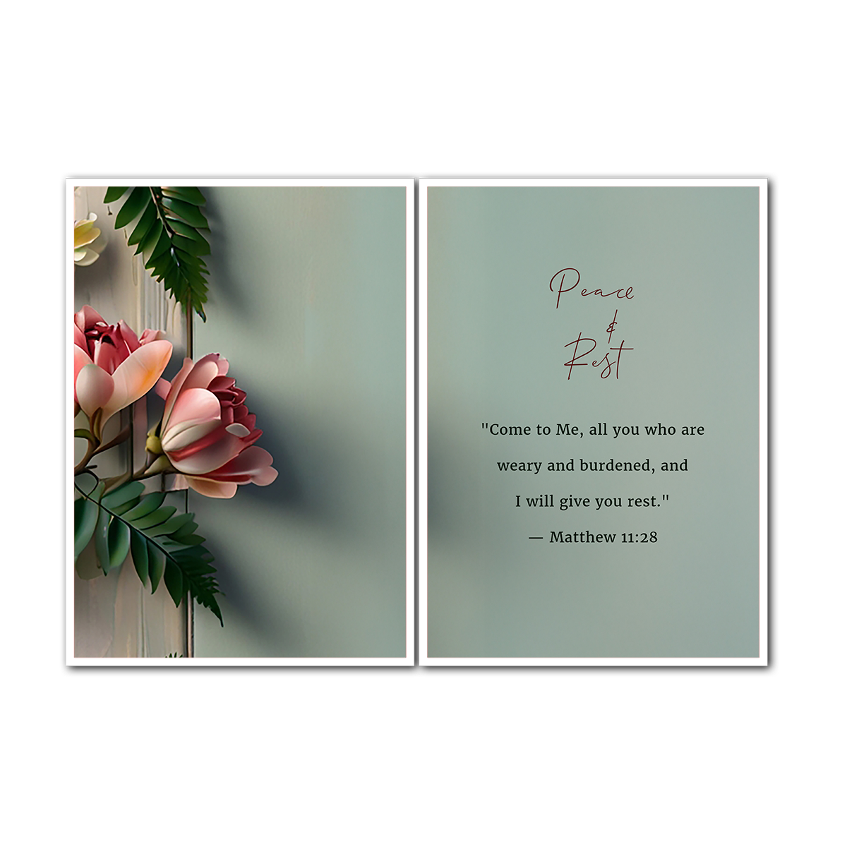 Peace & Rest – Matthew 11:28 - 2 Panel Metal Wall Art