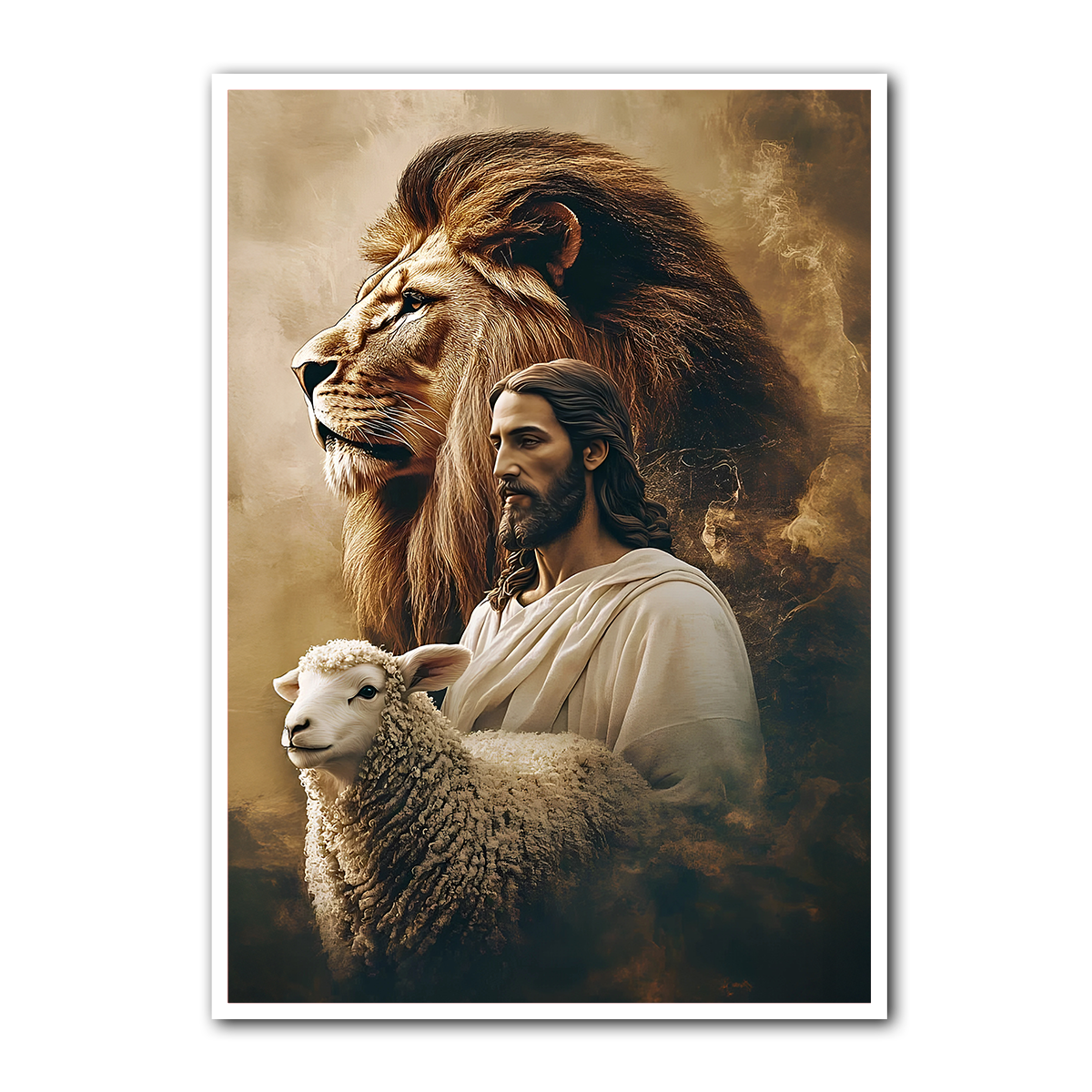 “Power and Peace” – Jesus with Lion and Lamb Metal Wall Art