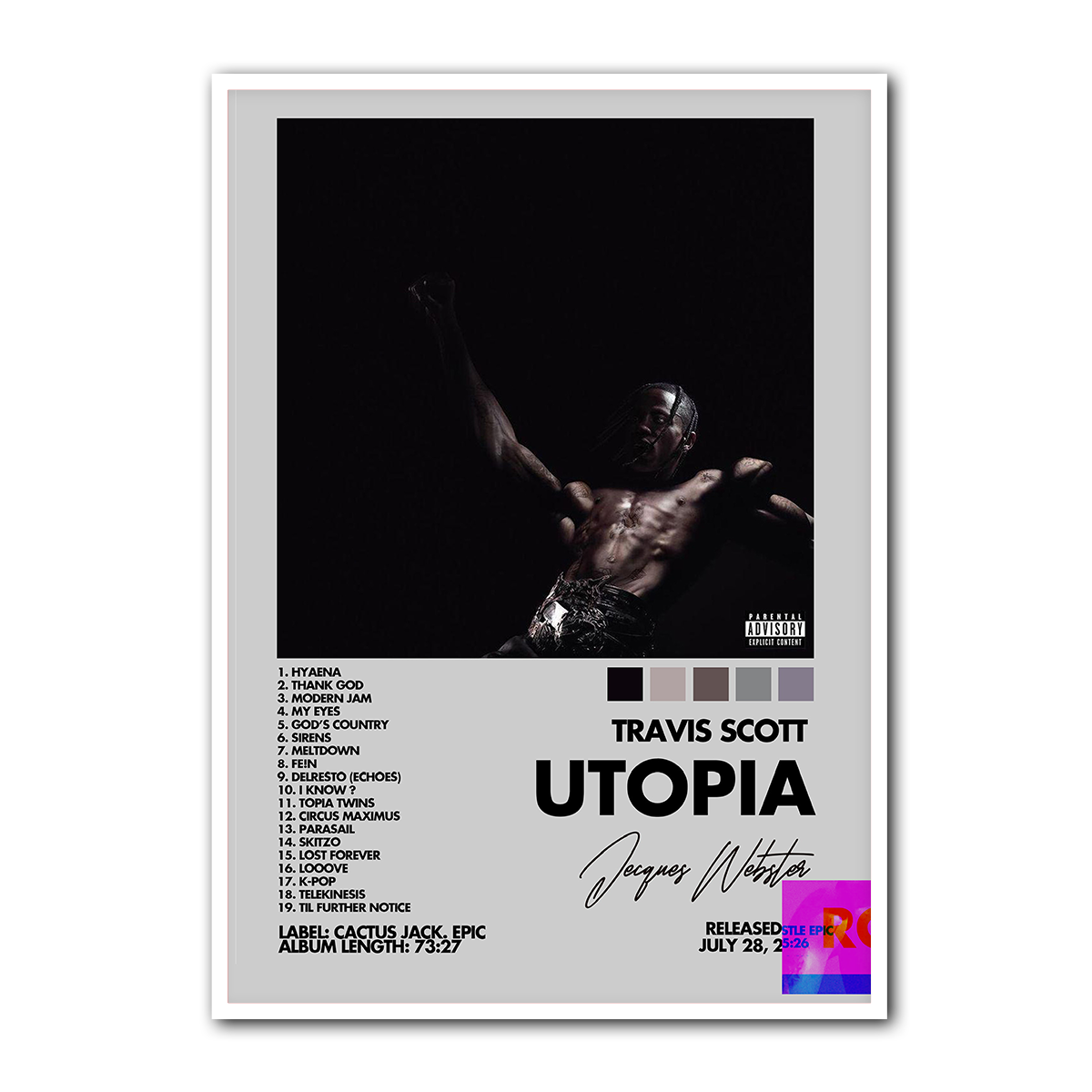 Travis Scott UTOPIA Album Metal Wall Art