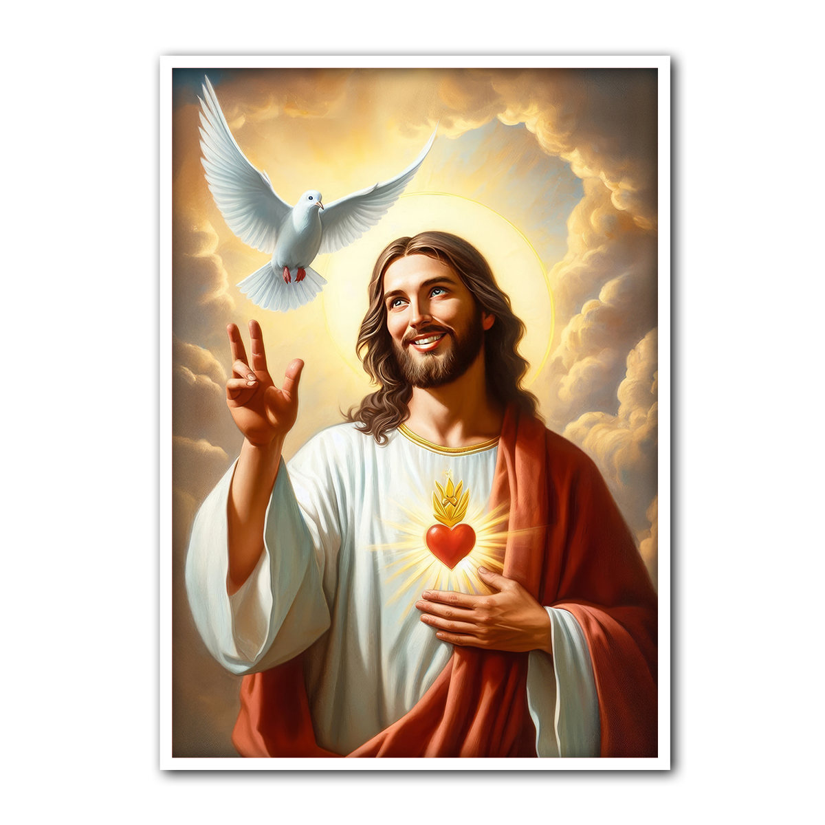 Sacred Heart & Holy Spirit – Faith and Peace Christian Metal Wall