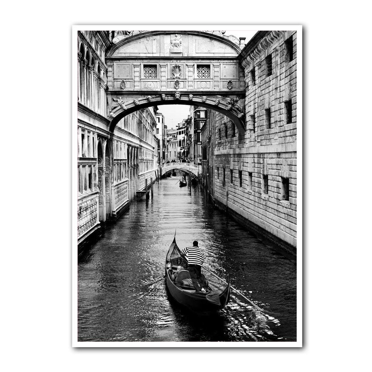 “Venetian Serenity” – Black & White Gondola Metal Wall Art
