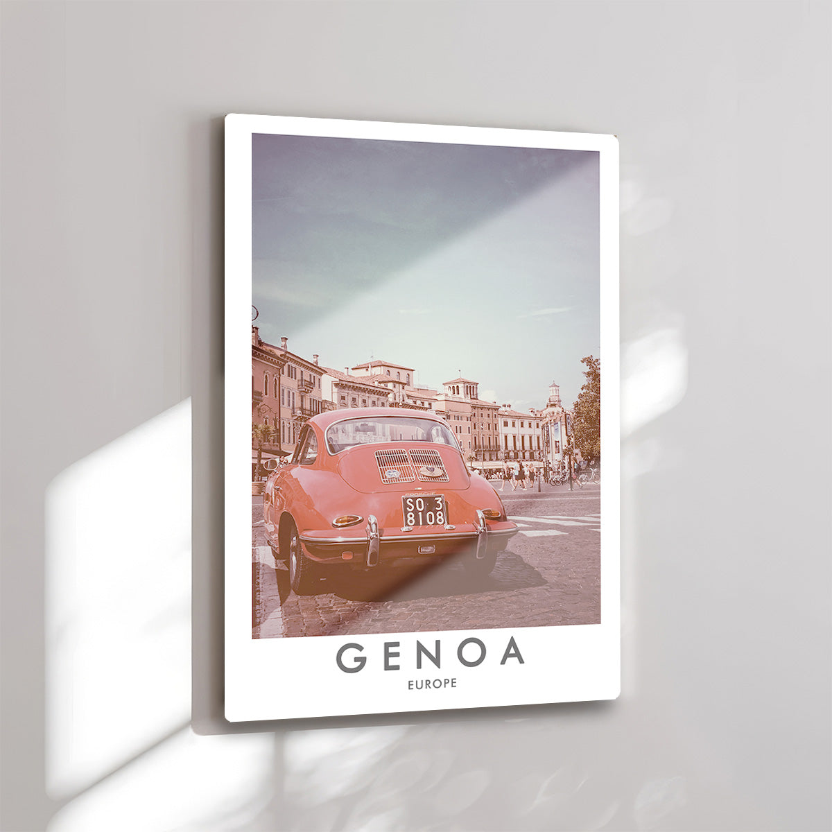 Genoa Italy Wall Art – Vintage Red Car HD Metal Print