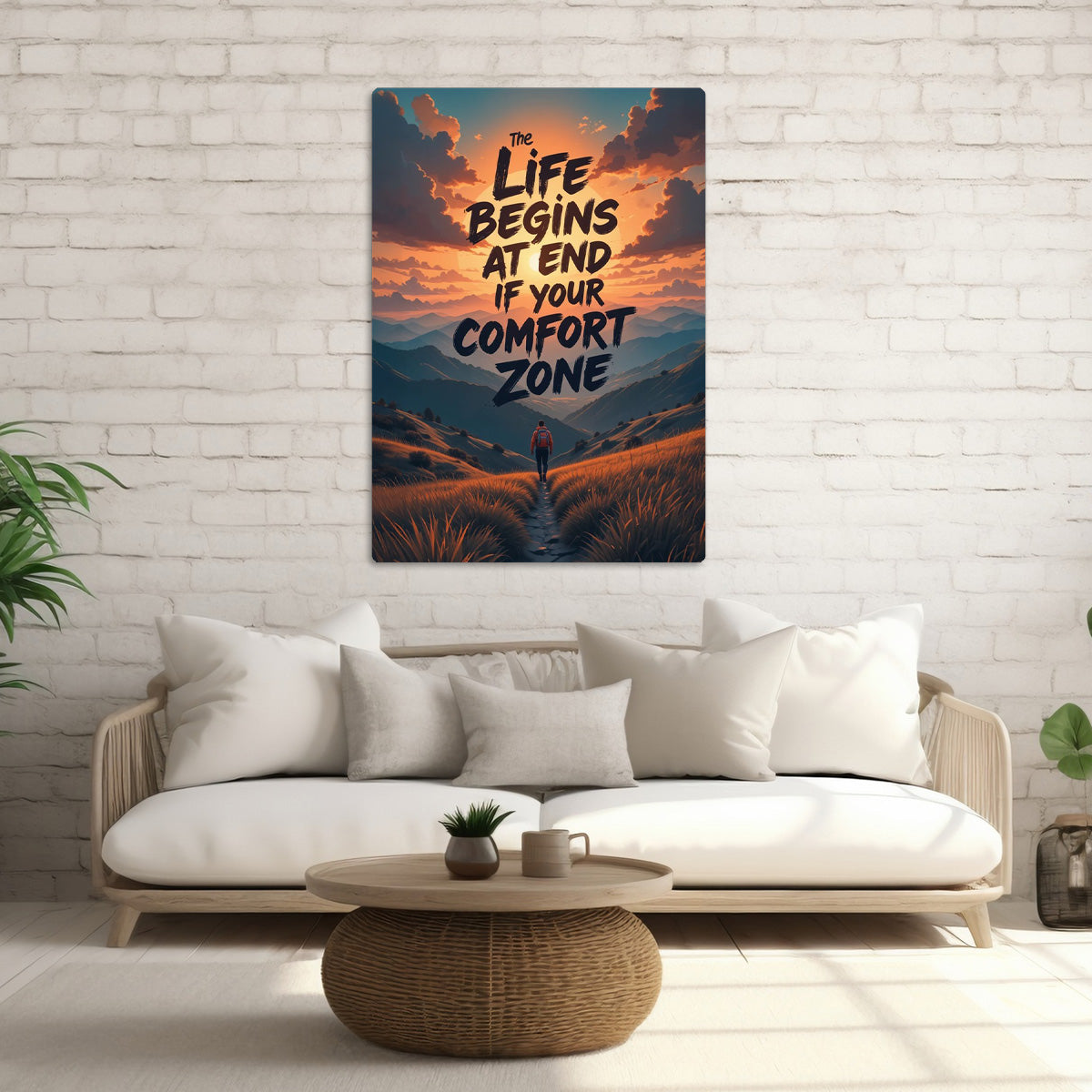 Life Begins Beyond Comfort – HD Metal Inspirational Wall Art