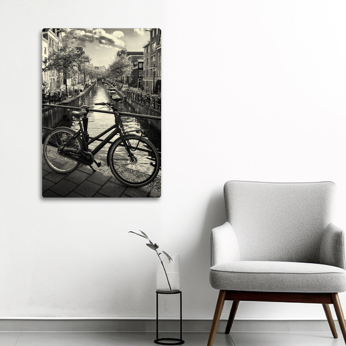 Bicycle Over Canal – Amsterdam Travel Metal Wall Art