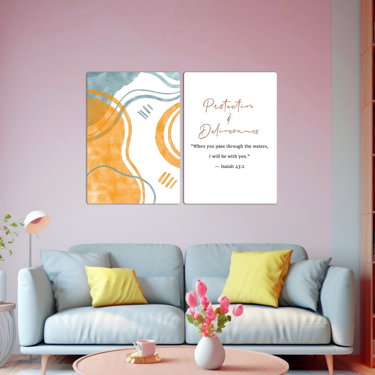 “I Will Be With You” – Isaiah 43:2 - 2 Panel Metal Wall Art