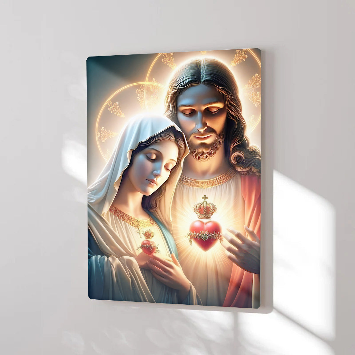 Sacred Hearts of Jesus and Mary – HD Metal Christian Metal Wall Art