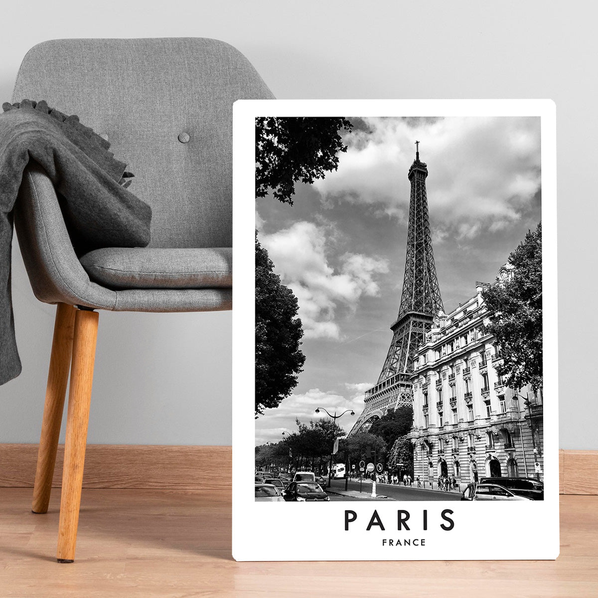 Black & White Paris Skyline Metal Wall Art