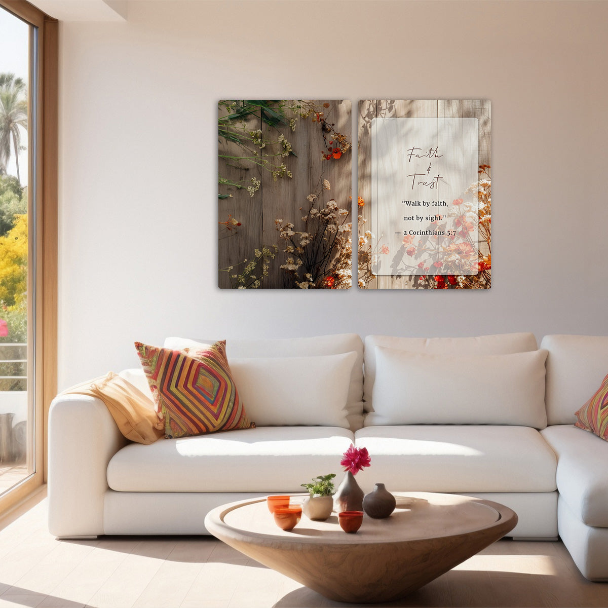 Faith & Trust – “Walk by Faith, Not by Sight” - 2 Panel Metal Wall Art