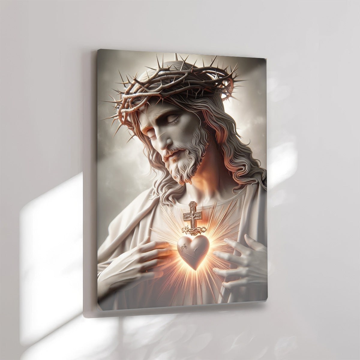 The Suffering Savior – Sacred Heart of Jesus Metal Wall Art