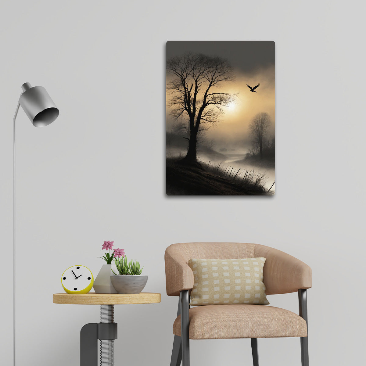 “Whispers of Dawn” – Tranquil Sunrise Nature Metal Wall Art