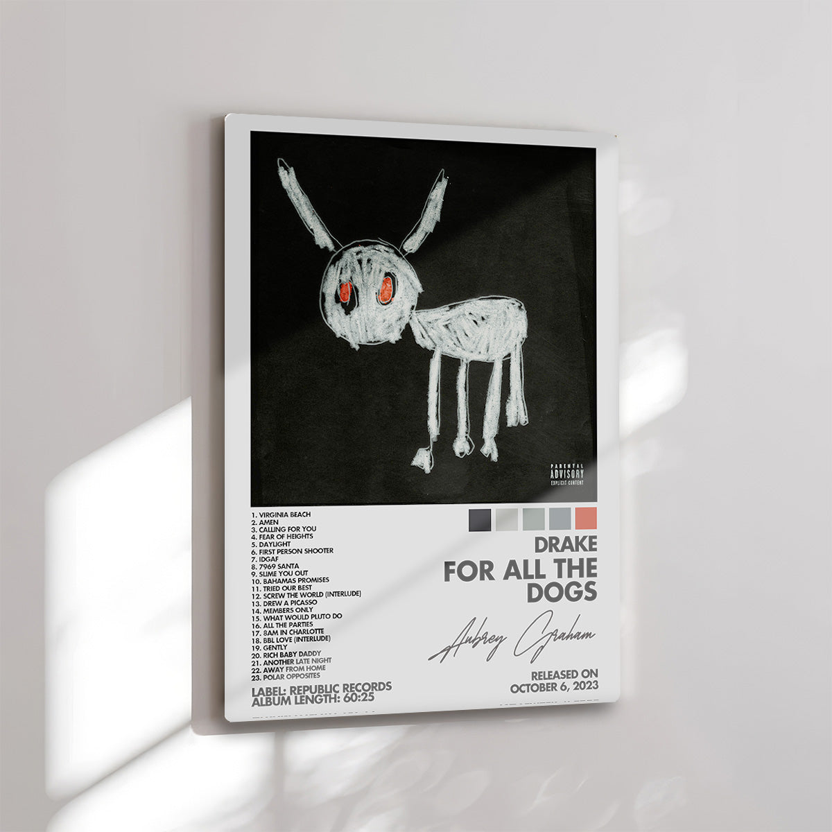 Drake “For All The Dogs” Metal Wall Art