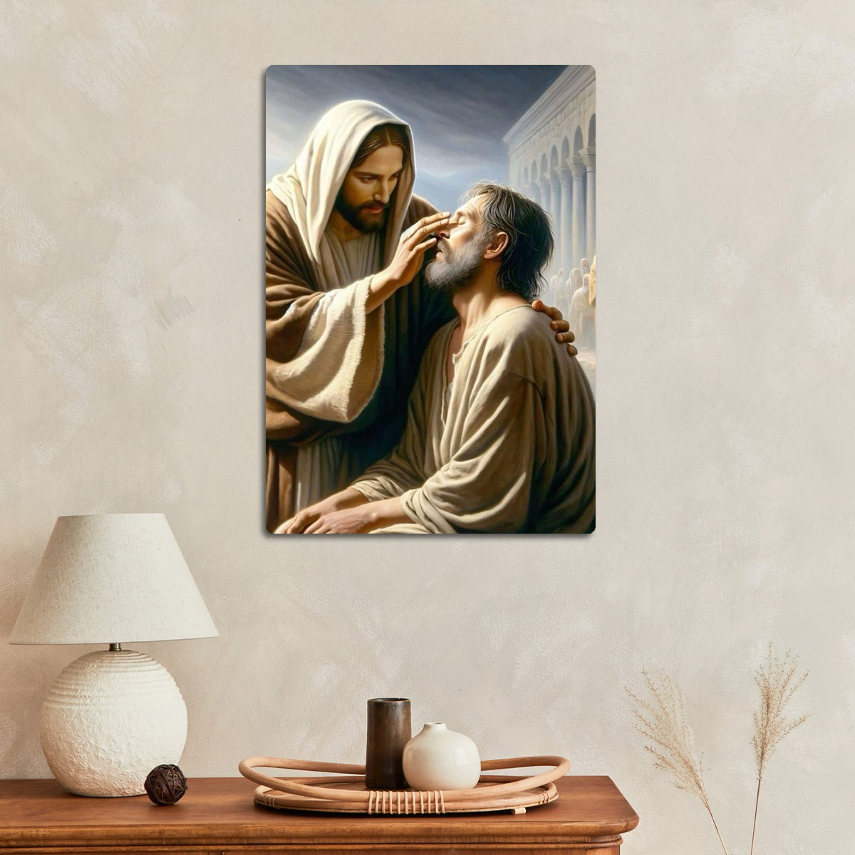 “Healing Touch” – Jesus Healing the Blind Metal Wall Art