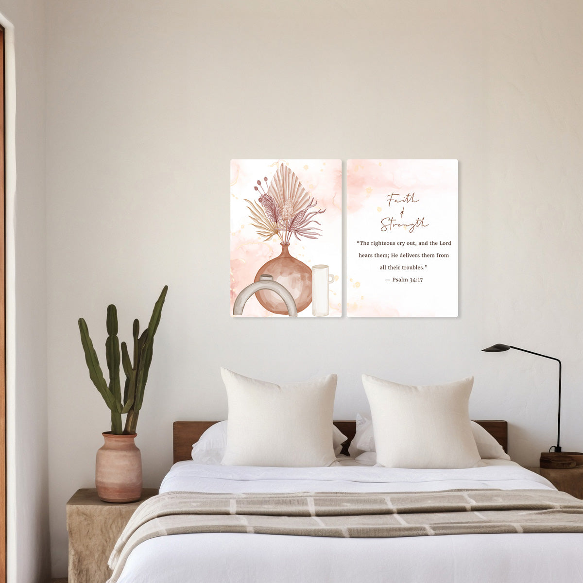 Faith & Strength – Psalm 34:17 - 2 Panel Metal Wall Art