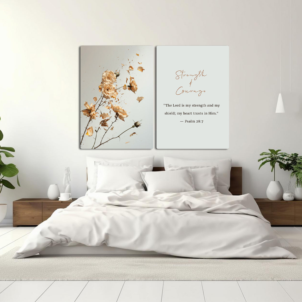 Strength & Courage – Psalm 28:7- 2 Panel Metal Wall Art