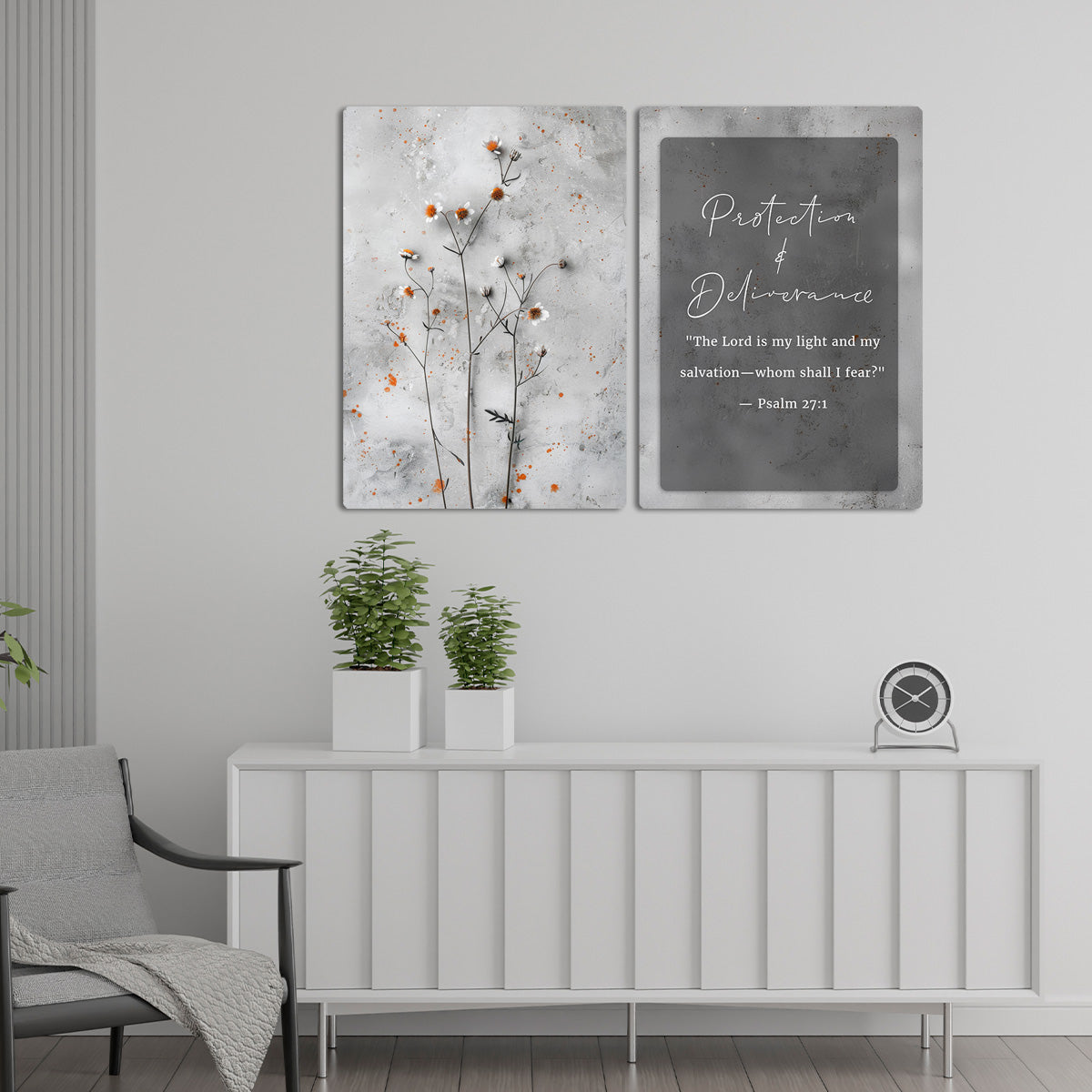 Protection & Deliverance Psalm 27:1 - 2 Panel Metal Wall Art