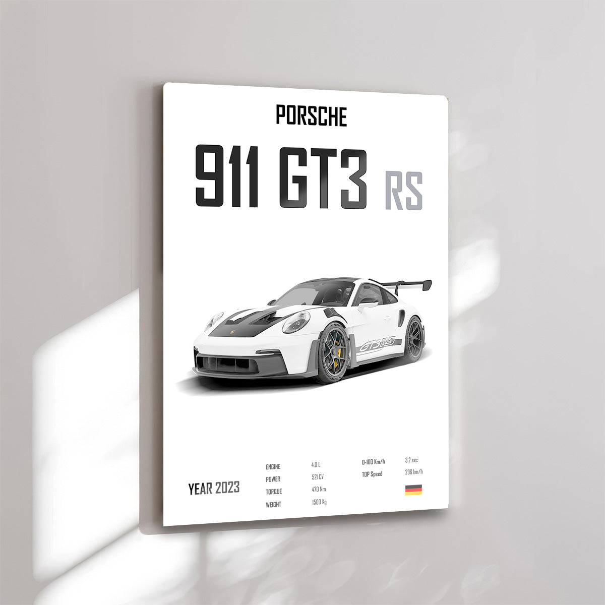 Precision and Power: Porsche 911 GT3 RS Metal Wall Art