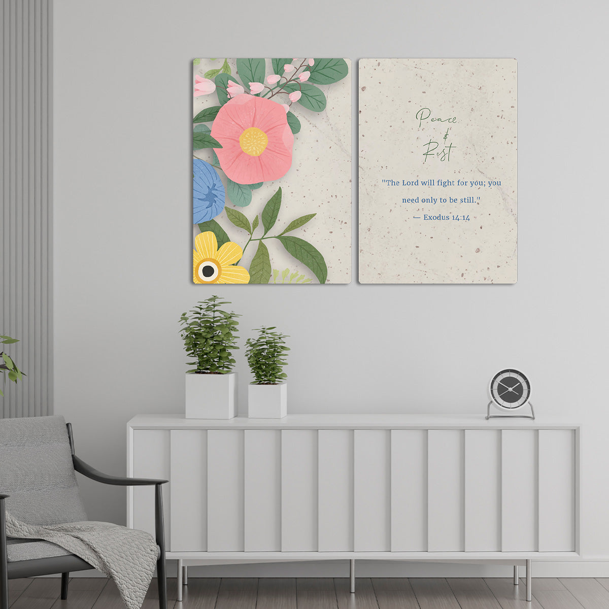 Exodus 14:14 Christian - 2 Panel Metal Wall Art