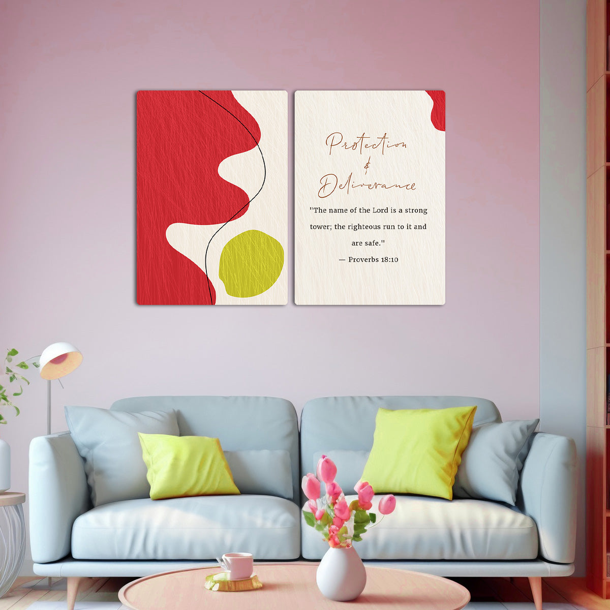 Faith & Safety in His Name Christian Quote - 2 Panel Metal Wall Art