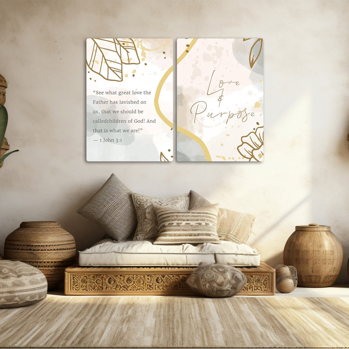 Love & Purpose – 1 John 3:1 Christian Quote - 2 Panel Metal Wall Art