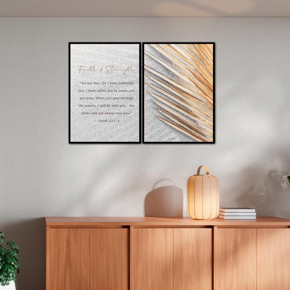 Isaiah 43:1-2 – Faith & Strength Christian Quote- 2 Panel Metal Wall Art