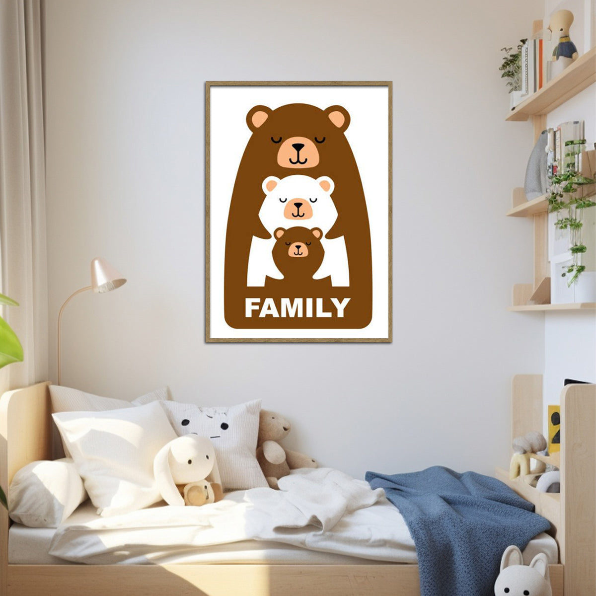 “Bear Family Love” Kids Metal Wall Art