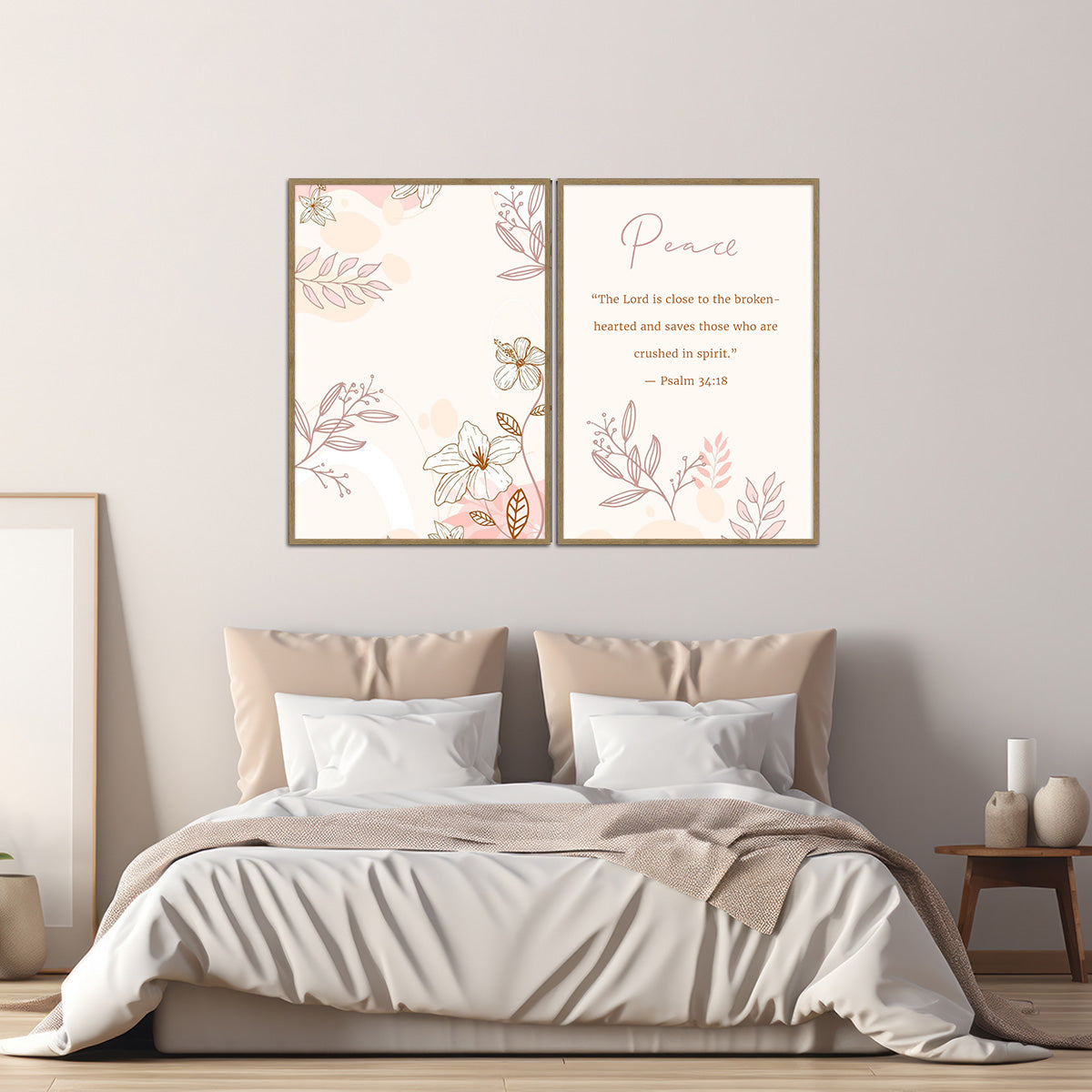 Peace – Psalm 34:18 - 2 Panel Metal Wall Art