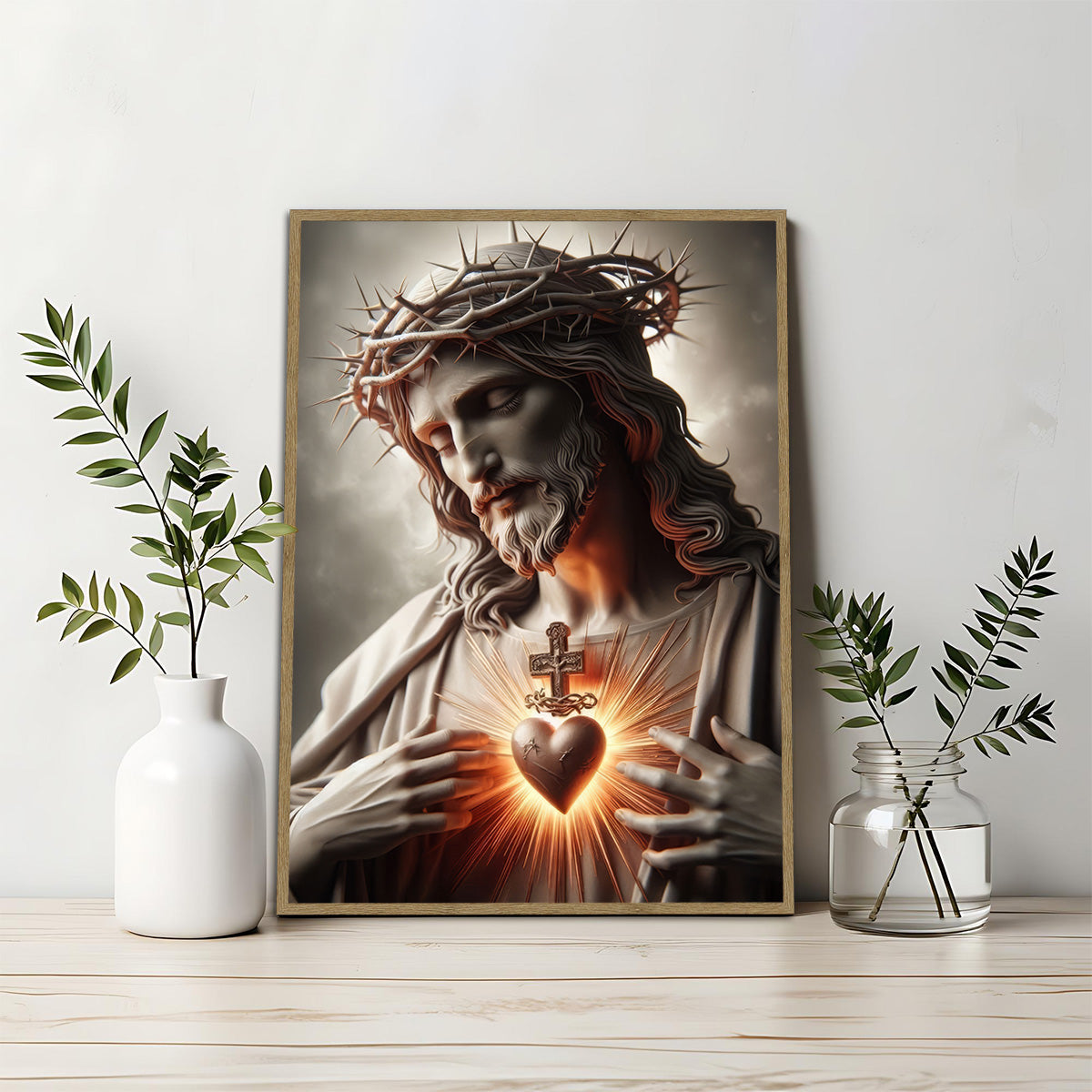 The Suffering Savior – Sacred Heart of Jesus Metal Wall Art