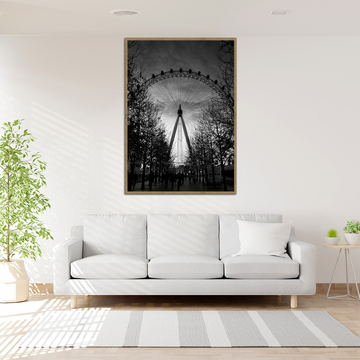 “London Eye Silhouette” – Black & White Metal City Wall Art
